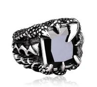 Hasdnker Rings Ring Jewellery Women Men Retro Punk Skull Claw Crystal Ring Ethnic Dragon Claw Ring Men'S Boys Charm Trend All-Match Party Jewelry Gift 7 Black