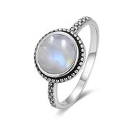 Hasdnker Rings Ring Jewellery Women Men Ring 8X10Mm Vintage Oval Natural Moonstone Rings Black Onyx Stone Rings Fine Jewelry For Women 6 R2440Ms