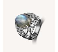 Hasdnker Rings Ring Jewellery Women Men Ring Natural Stone Moonstone For Women Flower Shaped Hollow Ring Fashion Exquisite Jewelry Retro 7 Ld