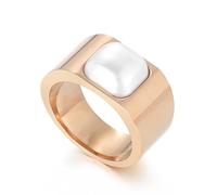 Hasdnker Rings Ring Jewellery Women Men Ring Women Glod Silver Color Rose Gold Shell Simple Round Korea Rings For Women'S Jewelry Birthday Party 7 Kr103509-Gc