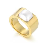 Hasdnker Rings Ring Jewellery Women Men Ring Women Glod Silver Color Rose Gold Shell Simple Round Korea Rings For Women'S Jewelry Birthday Party 8 Kr103508-Gc
