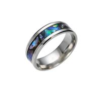 Hasdnker Rings Ring Jewellery Women Men Rings For Women Abalone Shell Rings Engagement Ring Rainbow Rippled Abalone Inlay 13 Blue