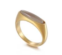 Hasdnker Rings Ring Jewellery Women Men Rings For Women Gold Color Flat Long Oval Agate Stone Knuckles Wedding Bands Christmas Women Rings Jewelry 8 Kr104400-Wgtm