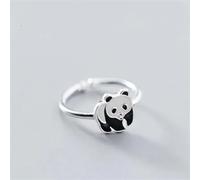 Hasdnker Rings Ring Jewellery Women Men Silver Color Cute Panda Opening Adjustable Ring China National Treasure Sweet Fashion Small Animal