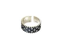 Hasdnker Rings Ring Jewellery Women Men Silver Color Retro Personality Pentagram Hip-Hop Vintage Starry Sky Open Ring For Women