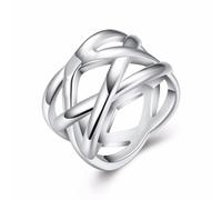 Hasdnker Rings Ring Jewellery Women Men Trendy Women Stamp Silver Color Ring Jewelry For Double X Cross Statement Ring Silver Color Fine Jewelry 7