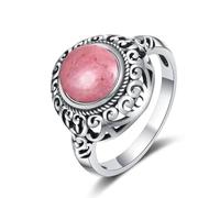 Hasdnker Rings Ring Jewellery Women Men Vintage Natural Blue Sandstone Moonstone Ring Labradorite Hollow Luxury Fine Jewelry Wedding For Women 6 Rhodochrosite