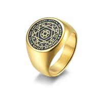 Hasdnker Rings Ring Jewellery Women Men Vintage Six-Pointed Star Rings Gold Silver-Color Solomon Seal Ring Finger Lucky Accessories Men'S Jewelry 9 Gold