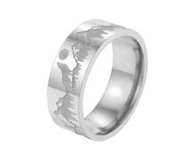 Hasdnker Scarf Scarves Wraps Shawl Engraved Howling Wolf Moon Forest Mountain Landscape Scene Black Ring Flat Polished
