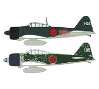 Hasegawa 2437 1/72 Mitsubishi A6M2b/A6m3 Zero Fighter, 2 Kits Model Kit, Multicoloured