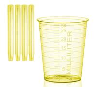 HaseMed Medicine Cups 30 ml, Graduated, Plastic Cups for Medicine, Laboratory, Samples and Household, Hygienic & Versatile, Set of 80 (Yellow)