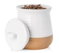 Hasense Ceramic Food Storage Container, Porcelain Kitchen Canisters with Airtight Lid, 35 OZ Coffee Canisters for Kitchen Counter, Candy Jar for Tea, Sugar, Salt and More, Farmhouse Decor, White