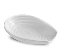 Hasense Ceramic Spoon Rest for Kitchen Counter, 5.7 Inch White Porcelain Spoon Holder for Spatula, Ladle and Tong, Farmhouse Cooking and Coffee Spoon Rest for Stove Top, 1 PC