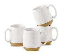 HASENSE Coffee Mugs Set of 4, 15oz Ceramic Coffee Cups with Handle, Two-Tone Design for Cappuccino Latte Tea, Large Microwave Dishwasher SafeMug Set, Housewarming Gift, Creamy White