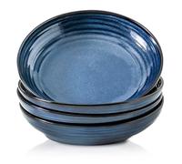 HASENSE Pasta Bowls, 32 Oz Ceramic Serving Bowls Set of 4-8.7 Inch Serving Dishes for Salad, Pasta, Soup, Fruit - Blue Dinner Plate Bowls for Home Gift, Dishwasher & Microwave Safe