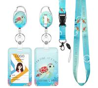 HASFINE Turtle Retractable Badge Holder with Lanyard,Detachable Lanyard & Carabiner Clip,24-inch Nylon Cord Reel,Durable Plastic ID Card Case for Nurses Teachers Students Office Work