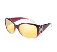 HASFOX Women's Night Vision Driving Glasses Butterfly Night Time Yellow Glasses Anti Glare Polarized UV Protection H2301, A02 Gradient Red, M