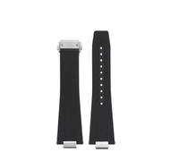 HASGTFM 12mm Men's Watch Strap Fit For Tissot PRX T137.407 T137.410 Super Player Fashion Rubber Watchband Quick Release Silicone Bracelet(Black Silver)
