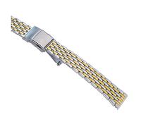 HASGTFM 14mm 16mm 18mm Adjustable Silver Stainless Steel Clasp Watch Strap Band Metal Bracelets(Silver Gold,14mm)