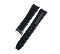 HASGTFM 18mm 19mm 20mm 21mm 22mm Rubber Silicone Watchband Fit For Omega Sxwatch Moon Watch Fit For Speedmaster Fit For Seamaster AT150 Fit For Tag Heuer Soft Strap(Black Black Round,21MM_GOLD)