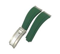 HASGTFM 19mm 20mm 21mm Metal Link Curved End Rubber Watchband Fit For Rolex Submariner Fit For DAYTONA Yacht-Master Fit For GMT Strap Silicone Bracelets(Green,20MM_GOLD)