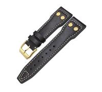 HASGTFM 20mm 21mm 22mm Leather Bronze Rivet Watchband Fit For IWC Bronze Big Pilot’s 18 Spitfire Watch Strap(Dark Brown,WITHOUT BUCKLE_21MM)