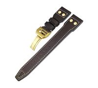 HASGTFM 20mm 21mm 22mm Leather Bronze Rivet Watchband Fit For IWC Bronze Big Pilot’s 18 Spitfire Watch Strap(Brown 1,WITH BUCKLE_22MM)