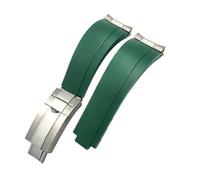 HASGTFM 20mm 21mm Rubber Short Buckle Watchband Fit For Rolex Fit For Daytona Submariner Role OYSTERFLEX Yacht Master Small Wrist Silicone Strap(Green-Buckle-Link,20mm)