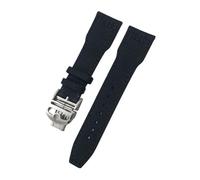 HASGTFM 21mm 22mm Nylon Canvas Watchband Fit For IWC Universal Pilot Mark 18 Spitfire Fighter Portugal Series Black Green Watch Strap(Black Silver Folding,22mm)