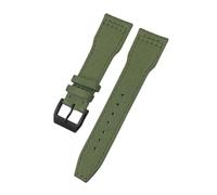 HASGTFM 21mm 22mm Nylon Canvas Watchband Fit For IWC Universal Pilot Mark 18 Spitfire Fighter Portugal Series Black Green Watch Strap(Green Black,21mm)