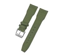 HASGTFM 21mm 22mm Nylon Canvas Watchband Fit For IWC Universal Pilot Mark 18 Spitfire Fighter Portugal Series Black Green Watch Strap(Green Silver,21mm)