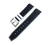 HASGTFM 22mm 23mm Curved End Rubber Silicone Watchband Fit For Blancpain Fifty Fathoms Fit For Tudor Fit For CITIZEN Series Watch Strap Tools(Black White,23mm)