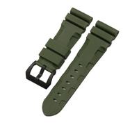 HASGTFM 22mm 24mm 26mm Nature Rubber Silicone Watchband Fit For Panerai Fit For Luminor PAM441 Black Blue Orange Sport Watch Strap Tools(Green-black,26mm)