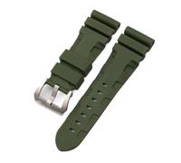 HASGTFM 22mm 24mm 26mm Nature Rubber Silicone Watchband Fit For Panerai Fit For Luminor PAM441 Black Blue Orange Sport Watch Strap Tools(Green-silver,26mm without buckle)
