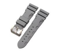 HASGTFM 22mm 24mm 26mm Nature Rubber Silicone Watchband Fit For Panerai Fit For Luminor PAM441 Black Blue Orange Sport Watch Strap Tools(Gray-silver,26mm)