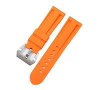 HASGTFM 22mm 24mm 26mm Silicone Watch Band Rubber Watchband Stainless Steel Buckle Watch Accessories Replacement Wristwatch Strap(Orange-silver,22mm)