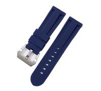 HASGTFM 22mm 24mm 26mm Silicone Watch Band Rubber Watchband Stainless Steel Buckle Watch Accessories Replacement Wristwatch Strap(Blue-silver,22mm)