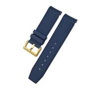 HASGTFM 23mm 22mm Curved End Silicone Rubber Watchband Fit For Tudor Black Bay Bronze Pelagos Fit For Longines Conquest HydroConquest L3 Watch Strap(Blue blue-golden,22mm)