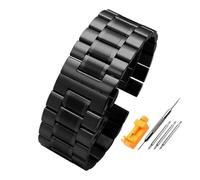 HASGTFM 24MM 26MM 28MM Solid Stainless Steel Watch Strap Fit For Diesel Seven Friday Fit For Panerai Watchband Large size Steel Belt Men's Bracelet(B-black,28mm)