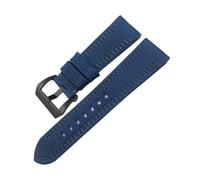 HASGTFM 24mm 26mm Nylon Fabric Watchband Fit For Panerai Submersible Fit For Luminor PAM00984 441 Black Blue Gray Canvas Leather Watch Strap(Blue Gray Black,24mm)