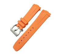 HASGTFM 24mm Curved End Rubber Silicone Watchband Fit For Panerai SUBMERSIBLE PAM441 Sports Watch Strap Buckle(Orange 1,24MM_BLACK BUCKLE)