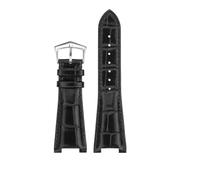 HASGTFM 25 * 13mm Leather Watchband Fit For PATEK Fit For PHILIPPE Nautilus 5711 5712G Notched Bracelet Cowhide Men's and women's Watch straps(Black-silver)