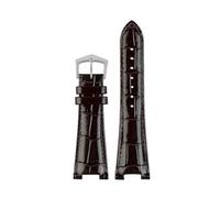 HASGTFM 25X13mm Notch Leather Watch Strap + Connector Fit For Patek Philippe 5711 5726 5712g Watchband Wristband Bracelet(Brown silver)