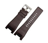 HASGTFM 32mm Leather Black Watchband Fit For Diesel Watch Strap Wristwatches Band Fit For DZ1216 DZ1273 DZ4246 DZ4247 DZ287watch Band(2 Brown-silver)
