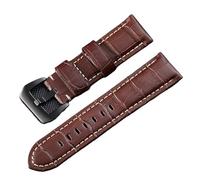 HASGTFM Bamboo Pattern Leather Strap Black Blue Brown Watchbands 20mm 22mm 24mm 26mm Watch Accessories Wristband(Brown(black buckle),20mm)