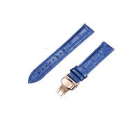 HASGTFM Bamboo Pattern Strap 18mm 20mm 22mm 24mm Butterfly Buckle Blue Red Black Watch Band Bracelet Watch Accessories(Blue-rose gold,22mm)