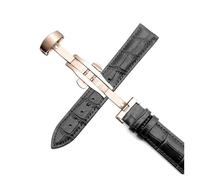 HASGTFM Business Casual Black Brown Watch Band Strap Buckle Pattern Bracelet 18 20 22 24 Mm(Black Rose Gold,18mm)