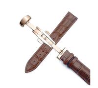 HASGTFM Business Casual Black Brown Watch Band Strap Buckle Pattern Bracelet 18 20 22 24 Mm(Brown Rose Gold,18mm)