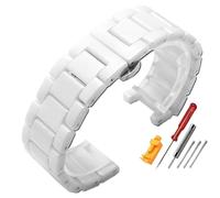 HASGTFM Concave ceramic strap 20 * 11mm 18 * 10mm 16 * 8m Fit For g-ucci Fit For omega Fit For GC Guess Fit For Dior Pasha notch wristband Men Women Watchband Accessories(Bianco,16.10mm)