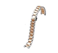 HASGTFM Concave Stainless Steel Strap Fit For Rossini Fit For GC Fit For Pasha Fit For Michael Fit For Coles Fit For Casio 20-12mm 18-10mm 16-8mm Folding Buckle WatchBand(Silver rose gold,16-8mm)
